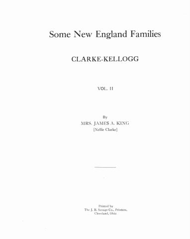 CLARKE - KELLOGG; Some New England families 1922