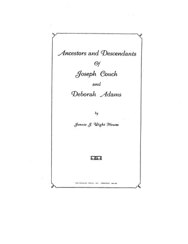 COUCH: Ancestors & descendants of Joseph Couch & Deborah Adams