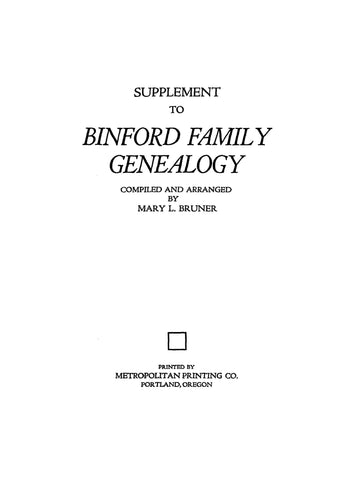 Binford Genealogy Supplement