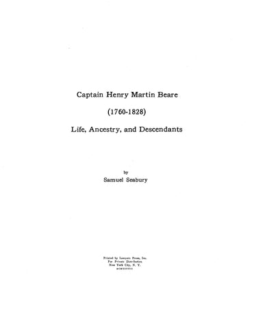 BEARE: Captain Henry Martin Beare (1760-1828), Life, Ancestry, and Descendants