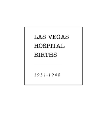 NV: Las Vegas Hospital Births 1931-1940 (Softcover)