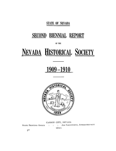 NV: Second Biennial Report of the Nevada Historical Society 1909-1910