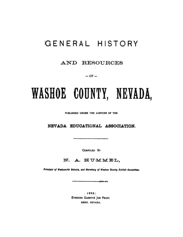 Washoe, NV: General History and Resources of Washoe County, Nevada (Softcover)