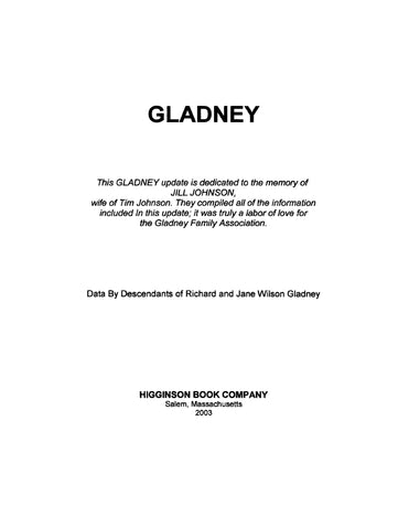 GLADNEY:  Gladneys in America - 2003 Update (Hardcover)