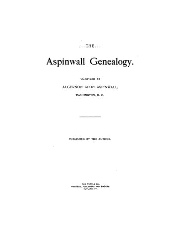 ASPINWALL GENEALOGY