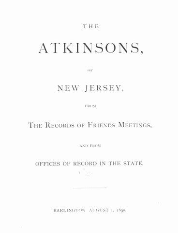 ATKINSON: The Atkinsons of New Jersey
