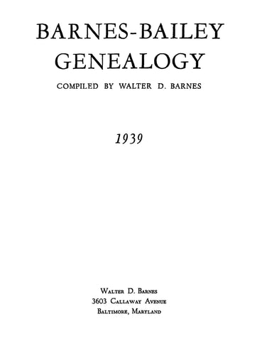 BARNES - BAILEY Genealogy