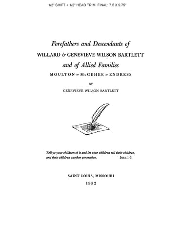 BARTLETT: Forefathers & Descendants of Willard & Genevieve Wilson Bartlett