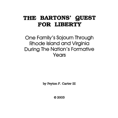 BARTON: The Barton's Quest for Liberty