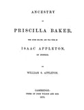 BAKER: Ancestry of Priscilla Baker, Wife of Isaac Appleton of Ipswich