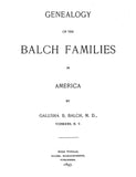 BALCH: Genealogy of the Balch Family in America