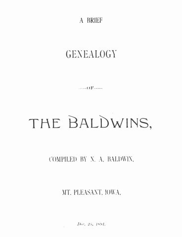 BALDWIN: Brief Genealogy of the Baldwins