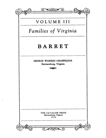 BARRET: Volume III, Families of Virginia