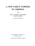 Barrow: A Few Early Families in America