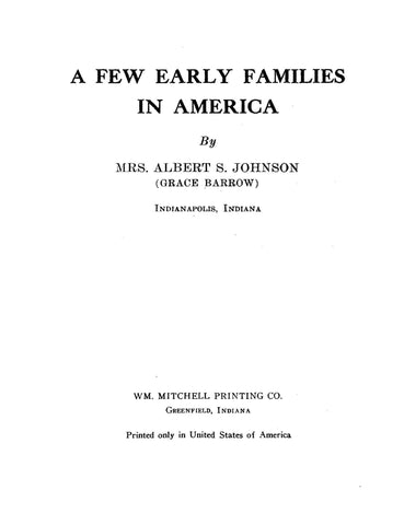 Barrow: A Few Early Families in America