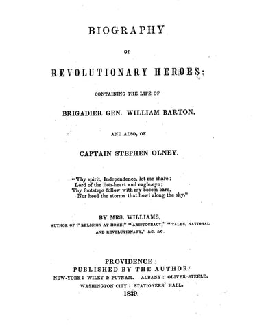 Barton and Olney: "Biography of Revolutionary Heroes"